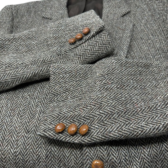 OAKMONT Vintage Brown Tweed Herringbone Wool Sport Coat Suit Jacket Blazer 42L - Picture 4 of 9